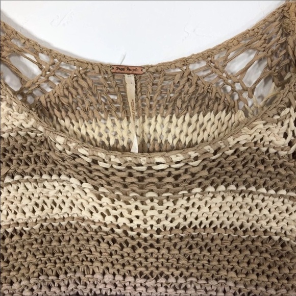 Free People🔥SALE🔥tan, cream and taupe stripe sweater Sm - Picture 7 of 10